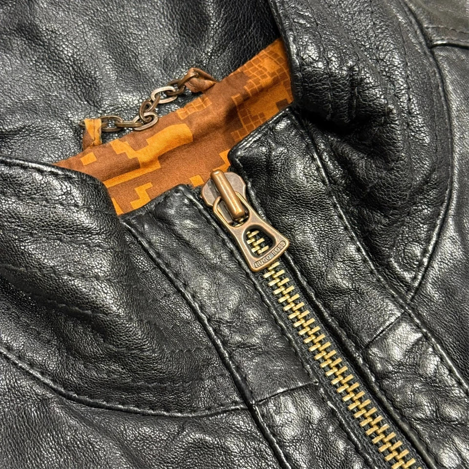 Hugo Boss Lamb Leather Jacket Motorcycle GR-Joetze Black Small - Image 4 of 4