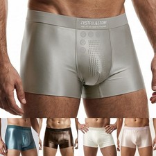 Ice Silk Glossy Smooth Satin-Like Boxer Shorts Men Seamless Trunks L to 3XL