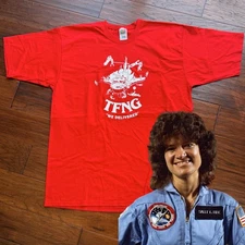 SALLY RIDE * Ride Estate Signed COA * Her NASA "TFNG" Astronaut T-Shirt * XL