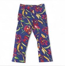 90s Blue Floral Stretch Capri Pants Size Large