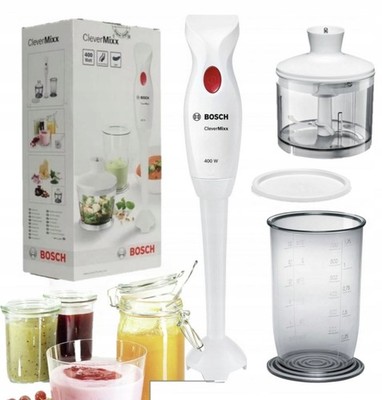 400W White Immersion Blender with Chopper & Measuring Cup