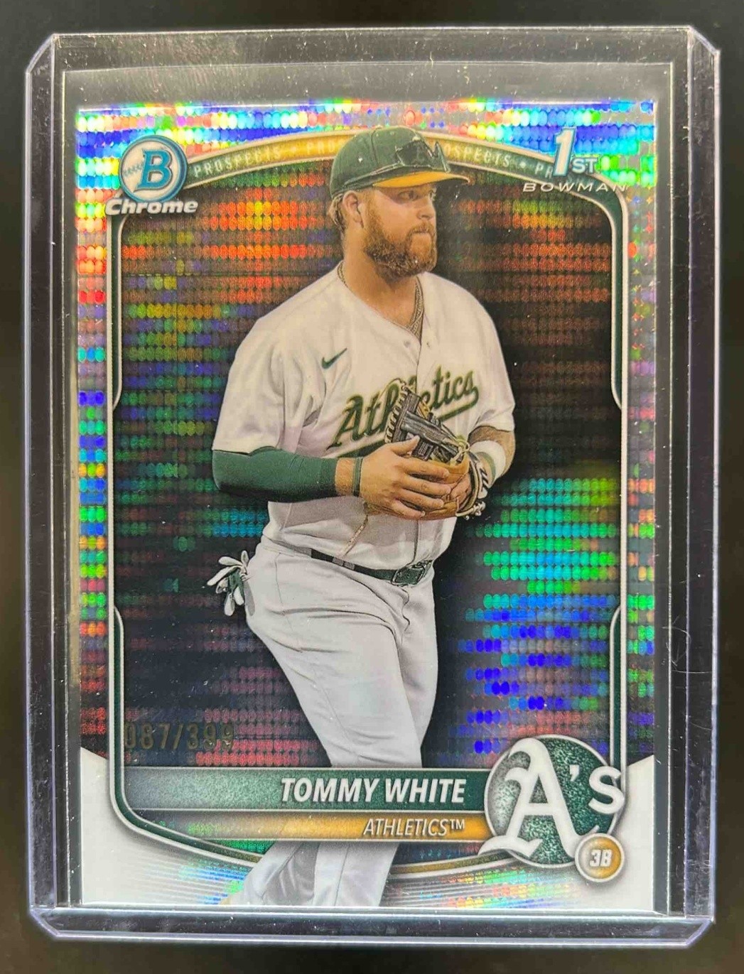 2025 Bowman Chrome Tommy White Pulsar Refractor 1st Prospect #87/399 Athletics