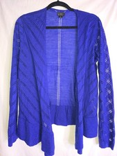Worthington Dark Iris Blue Open Cardigan Sweater Women Size L
