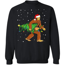 Sasquatch Carrying Christmas Tree Ugly Sweater sweatshirt