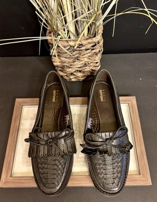 Women s Basic Edition Black Eloise Leather Shoe Kiltie Tassel Weave Vamp 8W