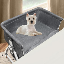 Bedside Cosleeper Dog Bed, Raised Dogs Bed 27''-32'' Adjustable Height, Dog Bed