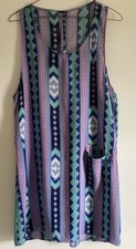 Urban Outfitters Viscose Mini Dress Pocket Size 10 Blue Green Pink Exotic Ikat