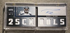 Russell Wilson 2012 Playbook Booklet RC Jersey Rookie Card AUTO #99/99 2 SCHOOLS. rookie card picture