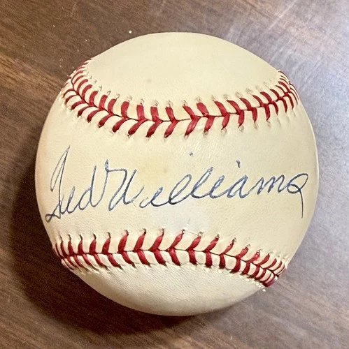 Ted Williams Signed Autographed American League Baseball Boston Red Sox HoF