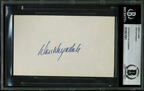 Dodgers Don Drysdale Authentic Signed 3x5 Index Card Autographed BAS Slabbed - Image 2 of 3