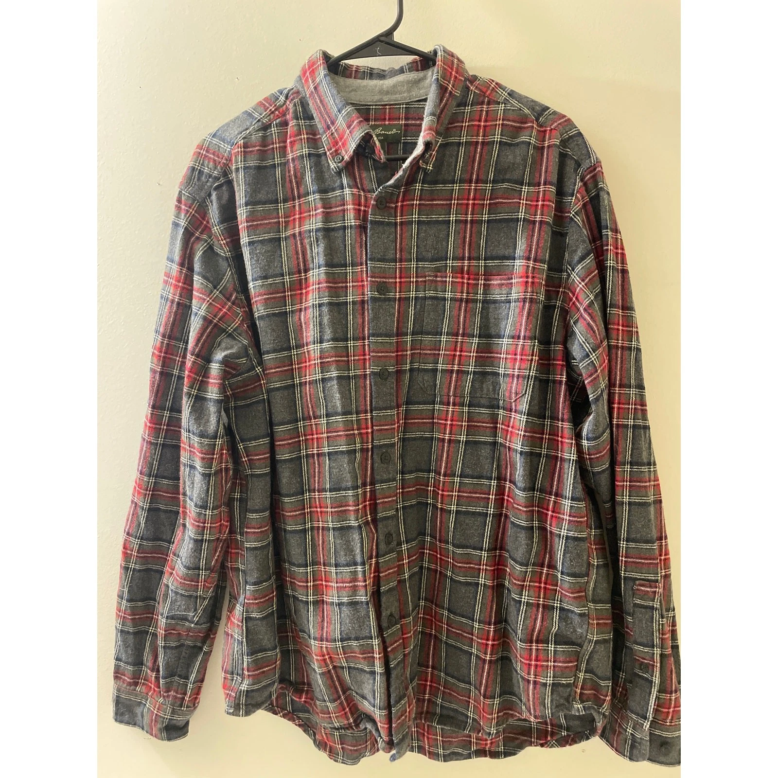 Eddie Bauer Men's Size XL Cotton Flannel Button Up Outdoors Long Sleeve Shirt