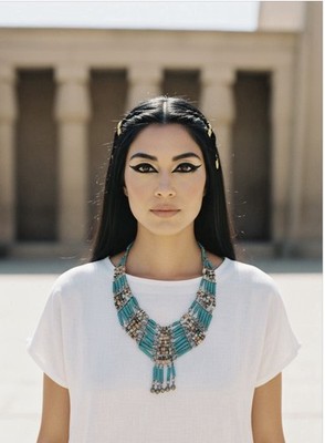 Vintage Egyptian Revival Faience Bead Necklace