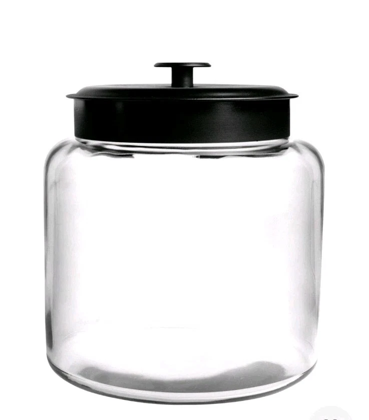 Montana 1.5 Gallon Glass Jar with Lid, Black Metal Lid