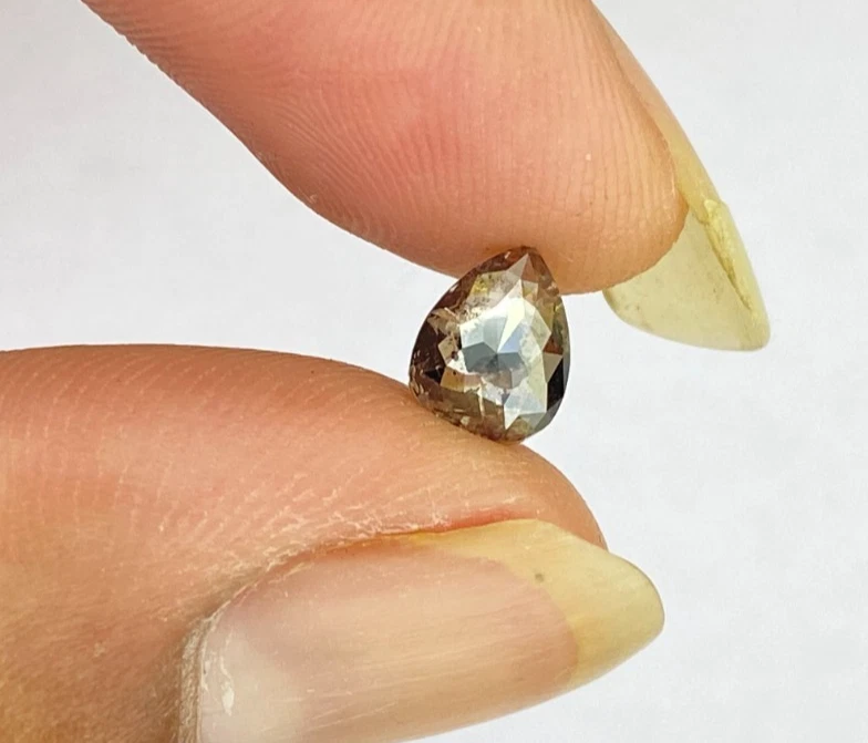 PEAR SHAPE SALT PEPPER COLOR DIAMOND 1+CT ROSE CUT DIAMOND FANCY NATURAL DIAMOND - Image 4 of 4