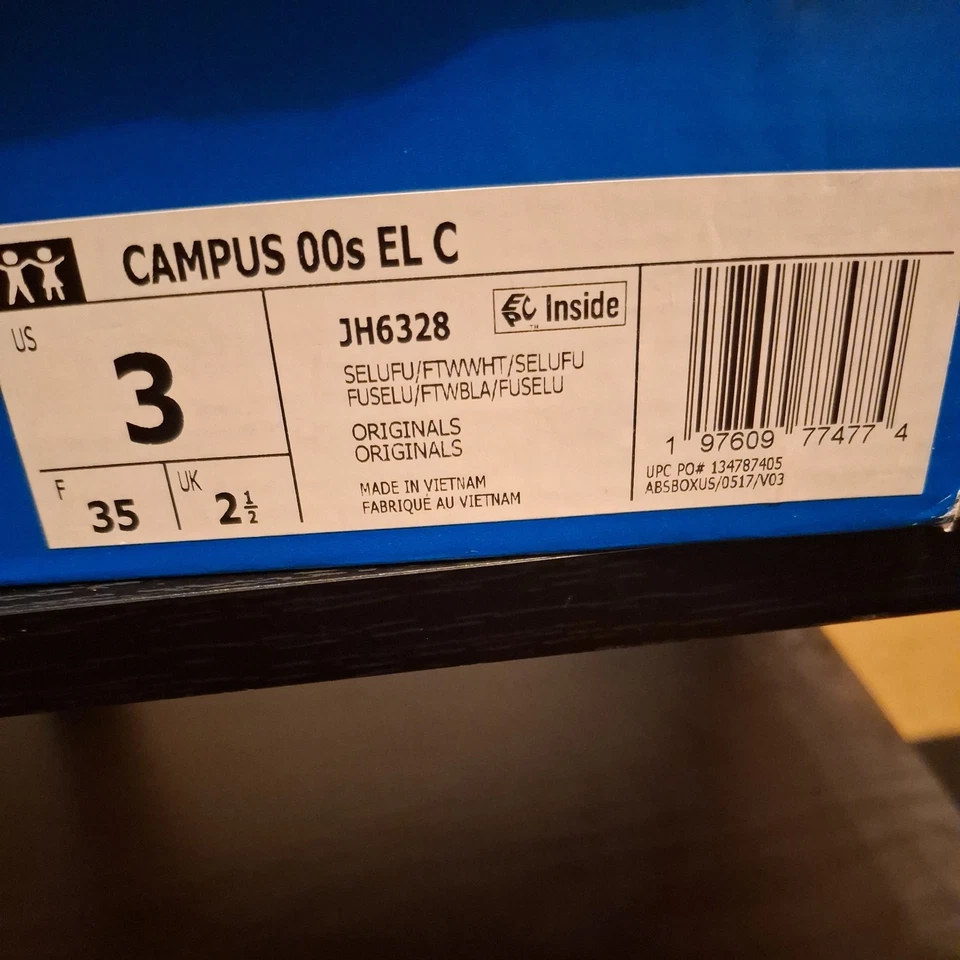 Adidas Campus 00s EL C 3Y (4W) Rosa Fusión/Núcleo Blanco Zapatilla JH6328 Nueva con caja Foto 3 de 4