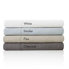 Split Cal King French Linen Sheet Set White Smoke Adjustable Bed Sheets