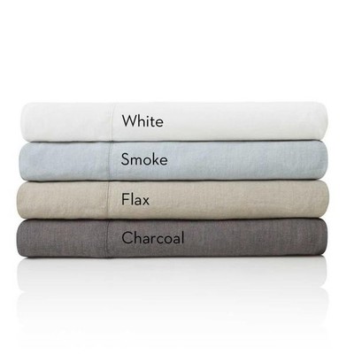 Split Cal King French Linen Sheet Set White Smoke Adjustable Bed Sheets