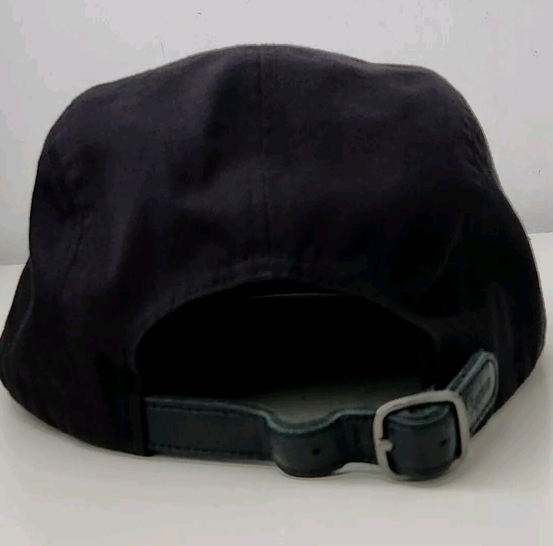 FW17 Supreme Washed Chino Twill Camp Cap Black Hat Leather