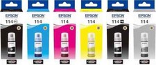 Genuine Epson 114 Ecotank Ink Bottles CMYK+PBK+GY  set for ET-8550 Printer Lot