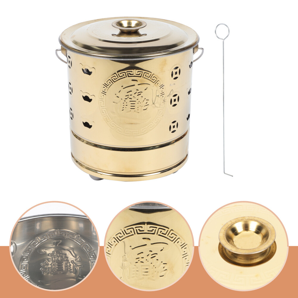 Worship Furnace Stainless Steel Burning Paper Bucket Sturdy Material