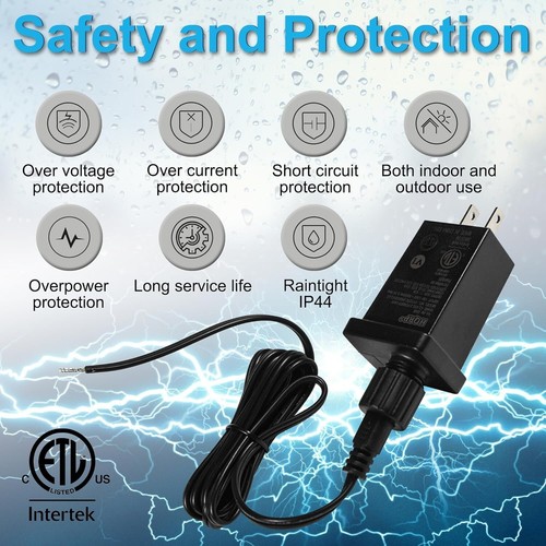 2-Pack 12V 1A 12W Power Supply w/ Extension Cord, IP44 Raintight LED Transformer - Picture 5 of 12