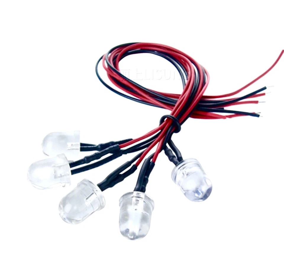 10PCS 10mm LED Prewired Light Emitting Diode LED Single Colour DC12V DIY Hobby - image 3 of 4