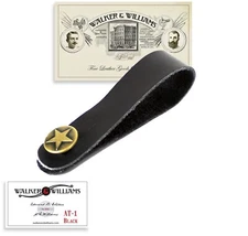 Walker & Williams AT-1 Black Leather Acoustic Strap Button Headstock Adapter 