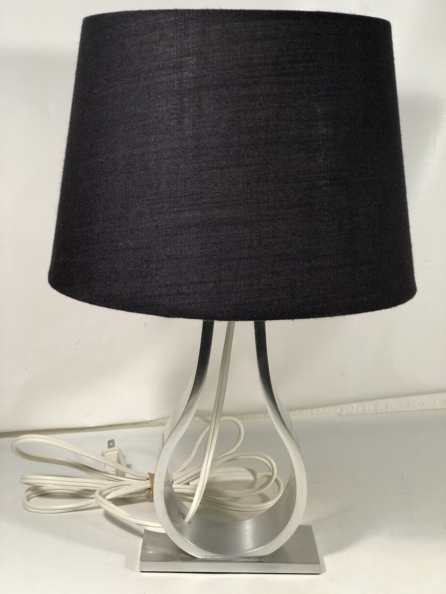 IKEA Klabb Table Silver Lamp Black Shade Modern Aluminum Decor