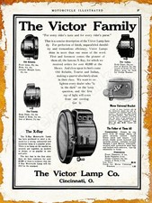 1913 Victor Lamp Co. Motorcycle Headlights New Metal Sign: Cincinnati, Ohio