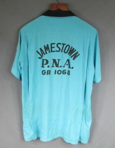 Vintage 1950s Amberley Bowling Shirt Rayon Gab Jamestown Polish Nat'l  Alliance M