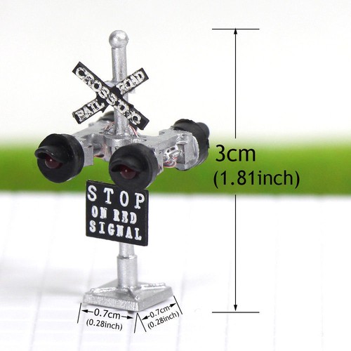 JTD1506R 6pcs N Scale Railroad Crossing Signals 4 heads LEDs made Long Life 12V - Picture 2 of 6