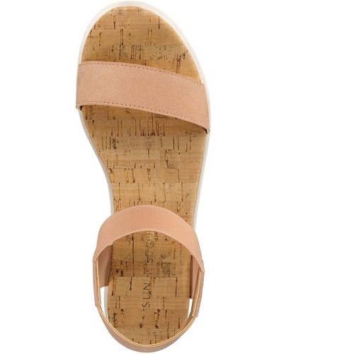 SUN STONE Womens Melanyy Slip On Open Toe Wedge Sandals Pink 5 Medium (B,M) - 第 3/5 張圖片