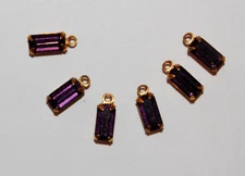 VINTAGE GLASS OCTAGON PENDANT BEADS BRASS SETTING 8x4mm • MANY COLORS AVAILABLE