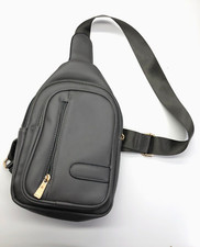 Unbranded Crossbody Sling Bag Purse Gray Unisex Adjustable Strap Faux Leather