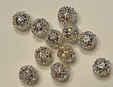20 8mm Rhinestone Ball Beads Silver / Crystal AB MB23