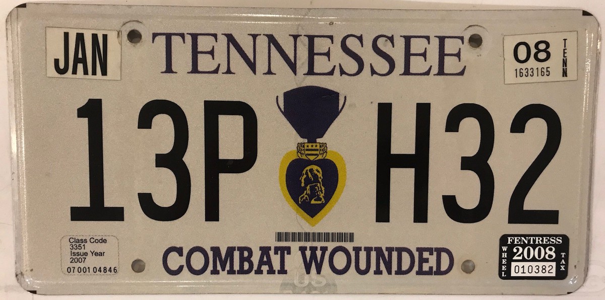 PURPLE HEART Combat Wounded license plate WW2 Army Vietnam