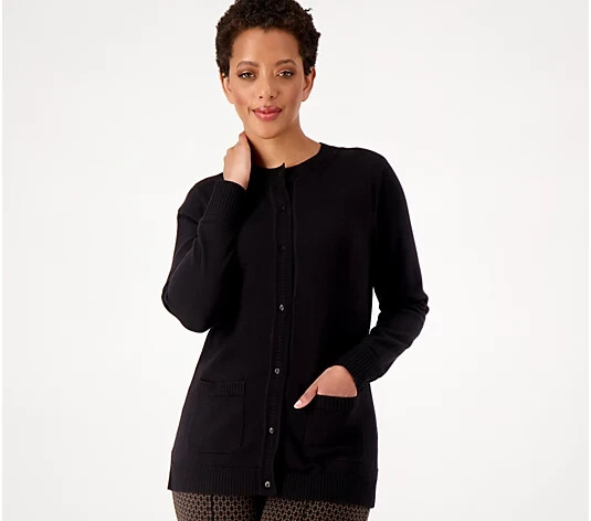♡Risacchi♡ Isaac Mizrahi Button Front Sweater Cardigan Novelty Stitch