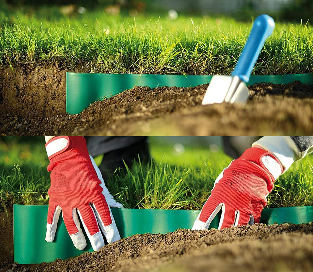 Bordo Per Prato KHAMAL: 8 Pezzi Flessibili In Ferro Con Picchetti, Altezza 10 Cm, Colore Nero. Delimita Aiuole E Giardini, Resistente E Facile Da Installare. Ideale Per Bordure E Sentieri. - 2