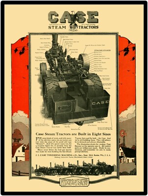 J.I. Case Steam Engine New Metal Sign: LARGE SIZE 12 X 16     