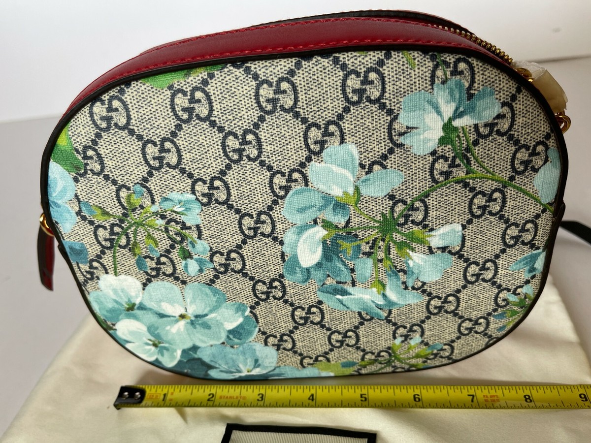 New Auth Gucci Supreme Blooms Mini Chain Shoulder Bag Blue