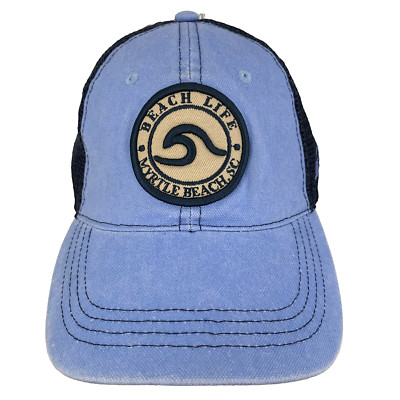 Beach Life Myrtle Beach SC Patch Hat Stay Salty Logo Golf Mesh Snap Back Dad Cap