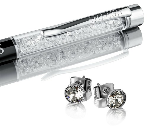 GUESS Ohrstecker & Kugelschreiber Geschenk-Set Swarovski-Kristallsteine UBT01062 - Bild 2 von 10