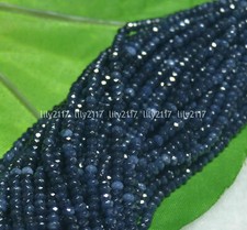 Dark Blue 2x2mm Faceted Jade Gemstone Rondelle Loose Beads 15" Strand