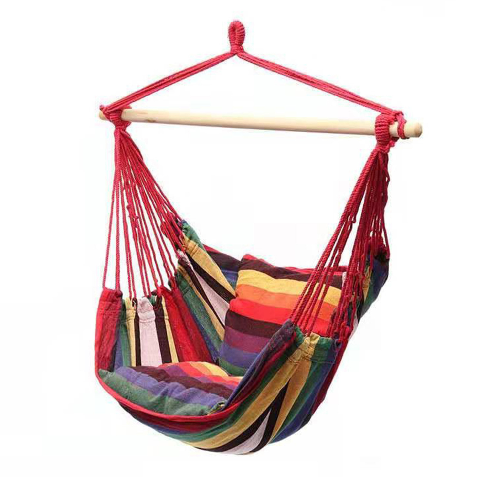 Hammock Chair Canvas Portable Cozy Chair Colorful Stripe Hanging Rope Swing NEW