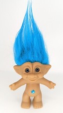 Troll Doll Green Hair 5 inch Vintage Collectible Treasure Troll Gemstone Belly