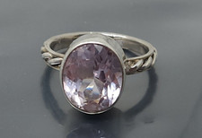 Vintage Sterling Silver Light Pink Quartz Onal Band ring size 7