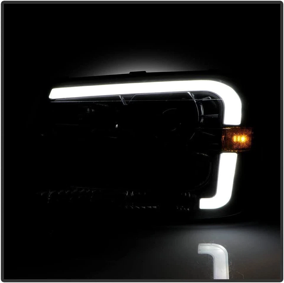 2002-2009 Chevy Trailblazer Black LED Tube Projector Headlights Pair Left+Right - Image 3 of 4