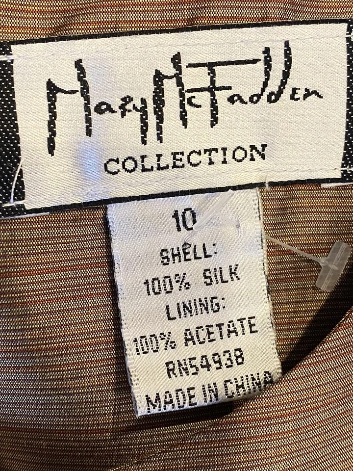 Mary McFadden 100% Silk Dress Size 10 Bronze Sleeveless Designer Sheath READ - Image 3 of 4