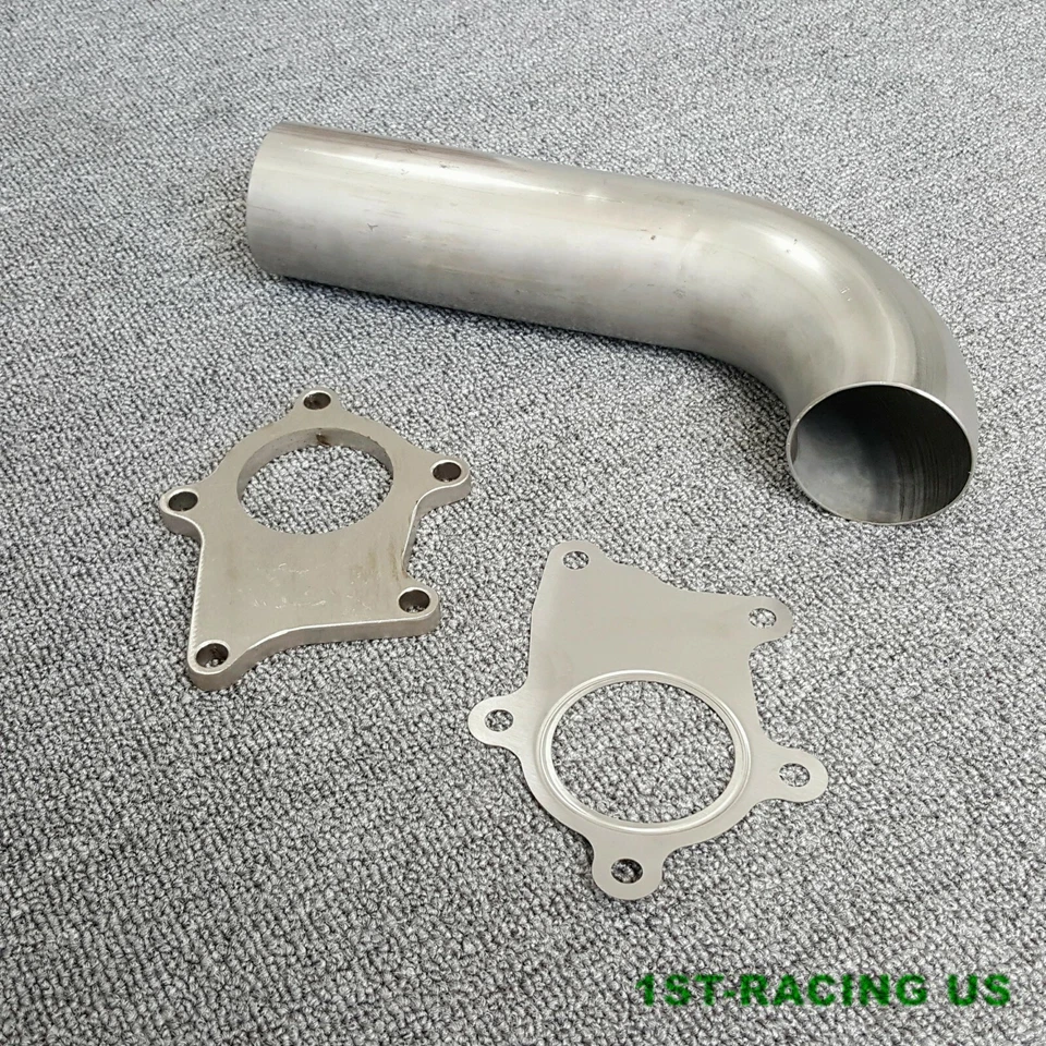 Tubo de descarga de escape Stainess 2,5" turbo brida de 5 pernos + junta para T3/T4 T04E Turbo Foto 3 de 4