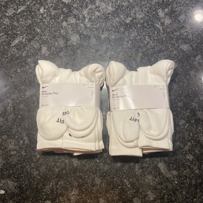 Lot of 2x Nike Everyday Plus Cotton Cushioned Crew Dri-Fit Socks Sz L  12 Pairs